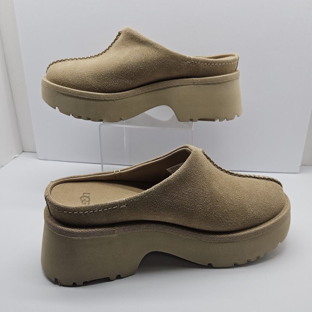 UGG TAN SUEDE 2" NEW HEIGHTS CLOG PLATFORM SHOES, WOMEN US 9/ EUR 40 ~NEW - Picture 2 of 8